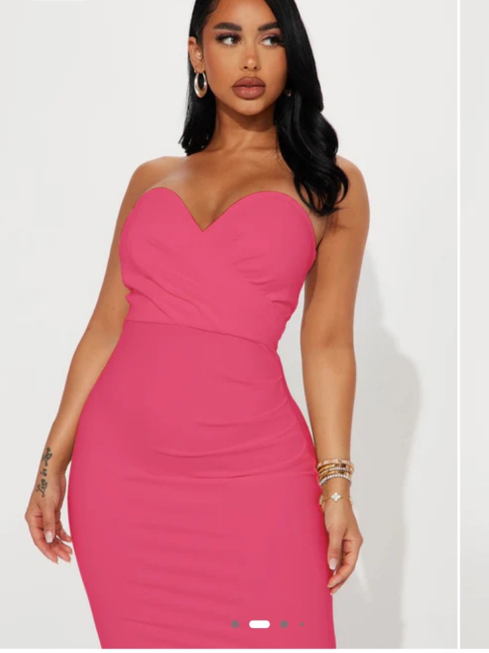 NWT Fashion Nova Desiree Strapless Midi Dress- Pink/ Magenta - Picture 2 of 7
